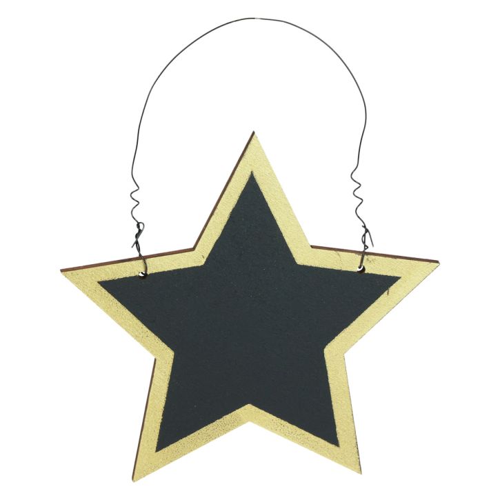 Houten sterren zwart goud decoratieve hangers Kerst Ø15cm 8st