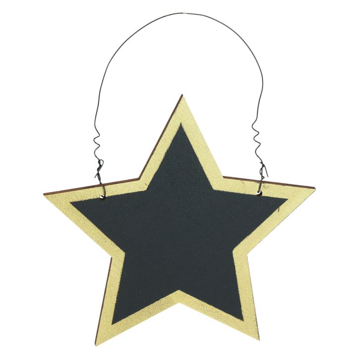 Artikel Houten sterren zwart goud decoratieve hangers Kerst Ø15cm 8 st