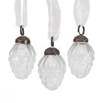 Artikel Kerstdecoraties glazen decoratieve hangers glazen kegels 3×4,5 cm 12 st