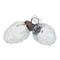 Artikel Kerstdecoraties glazen decoratieve hangers glazen kegels 3×4,5 cm 12 st