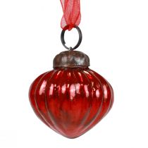 Artikel Kerstversiering glas decoratieve hangers glas rood 3,5×4cm 12 st
