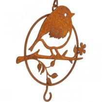 Artikel Metalen vogel om op te hangen, voederplaats, vogel met haak patina 11,5×13cm