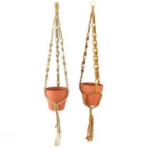 Artikel Macrame hangpot hangpot klei Ø12,5cm H75cm 2st