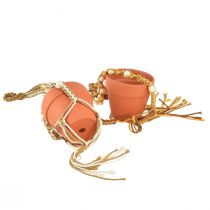 Artikel Macrame hangpot hangpot klei Ø12,5cm H75cm 2st