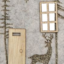 Artikel Huisje om op te hangen kerstviltdecoratie beige 15cm 6 st