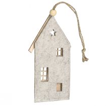 Artikel Kerstdecoratie vilthuisjes, beige, 15cm, set van 6