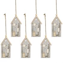 Artikel Kerstdecoratie vilthuisjes, beige, 15cm, set van 6