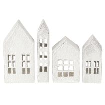 Artikel Miniatuurhuisjes voor interieurdecoratie en sfeer, zeer decoratief, tijdloos design voor in huis, 14 cm, 4 stuks