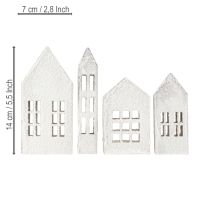 Artikel Miniatuurhuisjes voor interieurdecoratie en sfeer, zeer decoratief, tijdloos design voor in huis, 14 cm, 4 stuks