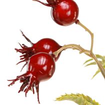 Artikel Rozenbottels kunstdecoratieve takken met 7 vruchten donkerrood 48cm