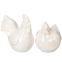 Artikel Kippenfiguurtje, glanzend geglazuurd, voor moderne woondecoratie, 17 cm, 2 stuks
