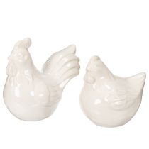 Artikel Kippenfiguurtje, glanzend geglazuurd, voor moderne woondecoratie, 17 cm, 2 stuks