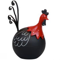 Haan Paasdecoratie metalen decoratie kip zwart rood H13,5cm