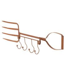 Artikel Roestige metalen haakrail, decoratieve hooivork, tuindecoratie, 4 haken, 62 cm