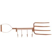 Artikel Roestige metalen haakrail, decoratieve hooivork, tuindecoratie, 4 haken, 62 cm