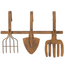 Artikel Haakrail voor tuingereedschap, tuindecoraties, hark, spade en schoffel; metalen kapstok van roestig metaal, L33,5cm