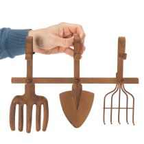 Artikel Haakrail voor tuingereedschap, tuindecoraties, hark, spade en schoffel; metalen kapstok van roestig metaal, L33,5cm
