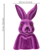 Artikel Decoratieve paarse hazenbuste met fluwelen afwerking 16,5×13×27 cm