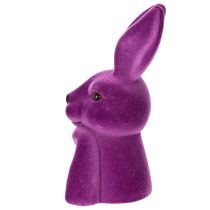Artikel Decoratieve paarse hazenbuste met fluwelen afwerking 16,5×13×27 cm