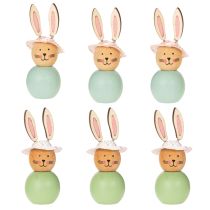Artikel Houten paashaasjes, paastafeldecoratie, schattige konijntjes, lentedecoratie, 9 cm, 8 stuks