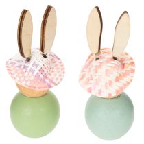 Artikel Houten paashaasjes, paastafeldecoratie, schattige konijntjes, lentedecoratie, 9 cm, 8 stuks