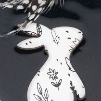 Artikel Houten paaseieren om op te hangen, wit en zwart, 10 cm, 6 stuks