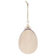 Artikel Houten paaseieren om op te hangen, wit en zwart, 10 cm, 6 stuks