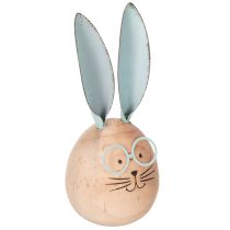 Artikel Decoratieve houten konijntjes met gezichtjes voor een speelse decoratie op tafels en planken, 14 cm, 3 stuks