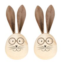 Artikel Decoratief konijn van hout en metaal met een humoristisch ontwerp, een vriendelijke blikvanger, 19 cm, 2 stuks
