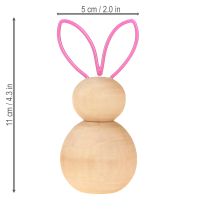 Artikel Decoratieve houten konijnfiguur met ijzeren oren voor moderne paasdecoratie, 11 cm, 4 stuks