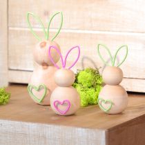 Artikel Decoratieve houten konijnfiguur met ijzeren oren voor moderne paasdecoratie, 11 cm, 4 stuks