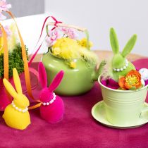 Artikel Decoratieve paashaasfiguur met parelketting, perfect voor de woonkamer of slaapkamer, 13 cm, 4 stuks