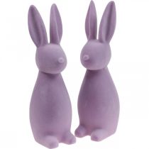 Deco Bunny Deco Easter Bunny gevlokt lila paars H29.5cm 2st