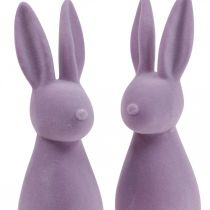 Artikel Decoratieve Paashaas – 2e keus – Gevlokt Lila H29,5cm 2 st.