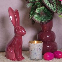 Artikel Paasdecoratie: glanzend keramisch konijnfiguur voor Pasen en de lente, 37 cm.