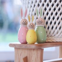 Artikel Decoratieve konijnenfiguurtjes in een eivorm voor een lenteachtige huisdecoratie, 12 cm, 3 stuks