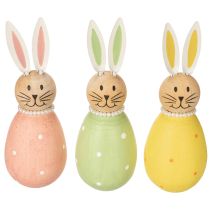 Artikel Decoratieve konijnenfiguurtjes in een eivorm voor een lenteachtige huisdecoratie, 12 cm, 3 stuks