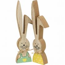 Artikel Gelukkig konijnendecoratie, lente, paashaaspaar, houten decoratie om te zetten H19cm 6st