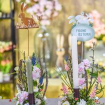 Bunny bloem plug roest decoratieve plug metaal Pasen 11cm 4st