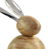 Artikel Konijn Hout Metaal Naturel Zilver H10/12,5cm 2 st