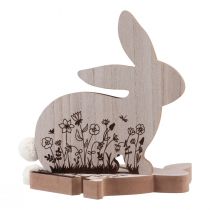 Artikel Bunny Wood Zittend Bloemenpatroon Naturel Wit 24×24cm 2 st