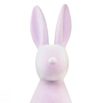 Artikel Paashaas decoratie staand konijn – 2e keus – geflockt lila H47cm