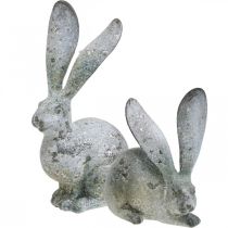 Artikel Decoratief konijntje, tuinfiguur in betonlook, shabby chic, paasdecoratie met zilveren accenten H21/14cm, set van 2