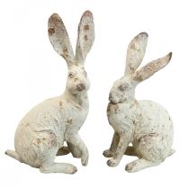 Decoratief konijn zittend shabby chic lente decoratie H25cm 2st