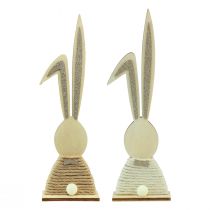 Artikel Konijntjes met glitter houten konijntjes tafeldecoratie Pasen H36cm 2st