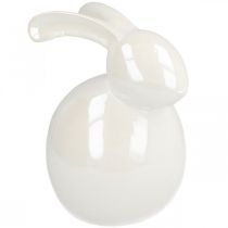 Artikel Keramiek konijn, paasfiguur, lentedecoratie, paashaas wit, parelmoer H17cm