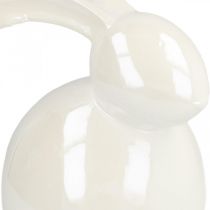 Paashaas, lentedecoratie, decoratief konijntje wit, parelmoer H12.5cm 2st
