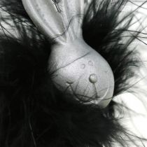 Artikel Paashaas decoratie zilveren veer boa konijn figuur Pasen 8cm 2st