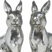 Artikel Decoratieve konijn zittend Paasdecoratie zilver vintage H17cm 2 st