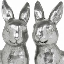 Artikel Decoratieve konijn zittend Paasdecoratie zilver vintage H13cm 2 st.